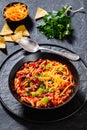 Black Bean Soup with spiral pasta and vegetables Royalty Free Stock Photo