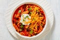 Black Bean Soup with spiral pasta and vegetables Royalty Free Stock Photo