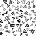 Black Beanie hat icon isolated seamless pattern on white background. Vector