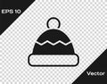 Black Beanie hat icon isolated on transparent background. Vector Royalty Free Stock Photo