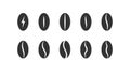 Black beans coffee icon set. Grain coffee symbol. Sign cafe logo vector flat Royalty Free Stock Photo