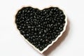 Uncooked Black Beans in a Heart Shape