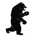 Black bear in Boxing gloves. Silhouette of a wild animal for sport event. Art design for sport event. Vector illustration Royalty Free Stock Photo