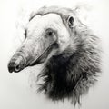 Realistic Black And White Anteater Portrait Tattoo Drawing