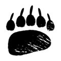 Black bear paw print silhouette. Vintage footprint of formidable grizzly bear Royalty Free Stock Photo