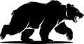 Black Bear Silhouette Roaring and Walking with Sharp Claws and Teeth Royalty Free Stock Photo
