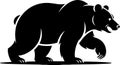 Black Bear Silhouette Walking with Open Mouth and Sharp Claws Royalty Free Stock Photo