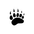 black bear trace silhouette. Vector flat illustration. polar bear paw