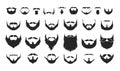 Black beard. Facial hair black silhouettes with different types of moustache and whisker. Barbershop and haircut graphic