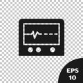 Black Beat dead in monitor icon isolated on transparent background. ECG showing death. Vector