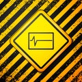 Black Beat dead in monitor icon isolated on yellow background. ECG showing death. Warning sign. Vector