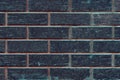 Black beautiful new toned brick wall texture background. Dark bricks with orange and green stucco Royalty Free Stock Photo