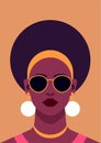 Black beautiful woman art color portrait for t shirt print card poster vector flat illustration