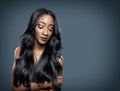 Black woman with long luxurious shiny hair Royalty Free Stock Photo