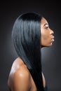 Black beauty with long straight hair Royalty Free Stock Photo