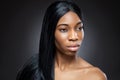 Black beauty with long straight hair Royalty Free Stock Photo