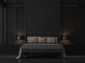 Black bedroom with industrial loft style 3d render
