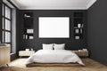 Black bedroom interior, poster, front Royalty Free Stock Photo