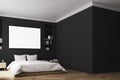 Black bedroom interior, poster, wall Royalty Free Stock Photo