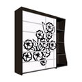 Black bedroom wardrobe with cells.Wardrobe with a beautiful rose on the door.Bedroom furniture single icon in cartoon