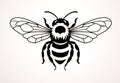 Black bee logo on gray background Royalty Free Stock Photo