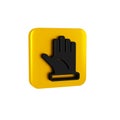 Black Beekeeper glove icon isolated on transparent background. Yellow square button.