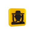 Black Beekeeper with protect hat icon isolated on transparent background. Special protective uniform. Yellow square