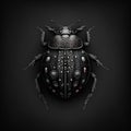 Black beetle on the black background. 3d illustration. Top view.