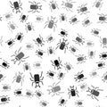 Black Beetle bug icon isolated seamless pattern on white background. Vector Royalty Free Stock Photo