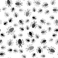 Black Beetle deer icon isolated seamless pattern on white background. Horned beetle. Big insect. Vector Royalty Free Stock Photo