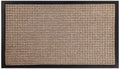 Black beige dotted pattern rubber and woolen doormat