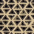 Black and beige triangles aged geometric ethnic grunge Royalty Free Stock Photo