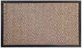 Black beige zig zag pattern rubber and woolen doormat