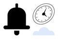 Alarm Bell with Clock and Cloud Representing Time Management and Notifications Concept Royalty Free Stock Photo