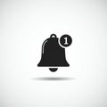 Black bell icon with a small circle displaying the number \