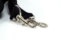 Black belt rope strap lanyard, clasp snap Royalty Free Stock Photo