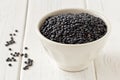 Black beluga lentils in a bowl