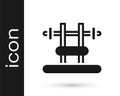 Black Bench with barbel icon isolated on white background. Gym equipment. Bodybuilding, powerlifting, fitness concept Royalty Free Stock Photo