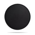 Black beverage coasters isolated on white background. Blank leather coasters for your design.  Clipping path Royalty Free Stock Photo