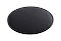 Black beverage coasters isolated on white background. Blank leather coasters for your design.  Clipping path Royalty Free Stock Photo