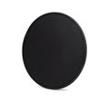 Black beverage coasters isolated on white background. Blank leather coasters for your design.  Clipping path Royalty Free Stock Photo