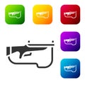 Black Biathlon rifle icon isolated on white background. Ski gun. Set icons in color square buttons. Vector