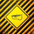 Black Biathlon rifle icon isolated on yellow background. Ski gun. Warning sign. Vector