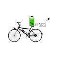 Black bicycle with battery, sound horn and electrical plug - vector illustration