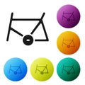 Black Bicycle frame icon isolated on white background. Set icons in color circle buttons. Vector Royalty Free Stock Photo