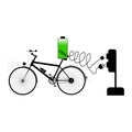 Black bicycle with two type different electrical plug and equipment charger - vector illustration