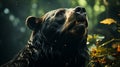 Black big bear face closeup