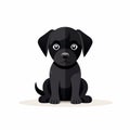 Simplistic Black Puppy Sitting: Meticulously Detailed Minimalist Art Royalty Free Stock Photo