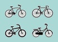 Black bikes set over blue background vector design
