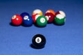 Black billiard ball with number eight. Royalty Free Stock Photo